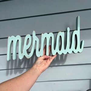 Seafoam Wood Mermaid Wall Sign Coastal Beach Home Decor